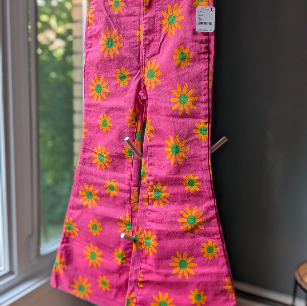 Nwt Free People Floral Pink Women's Jeans - Picture 6 of 6
